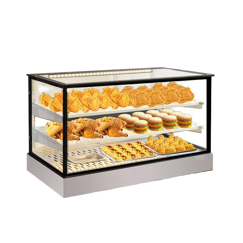 

Коммерческий настольный нагревательный шкаф для гамбургеров и пирогов, изолированный инкубатор для жареной курицы и пирогов для демонстрации еды в ресторане