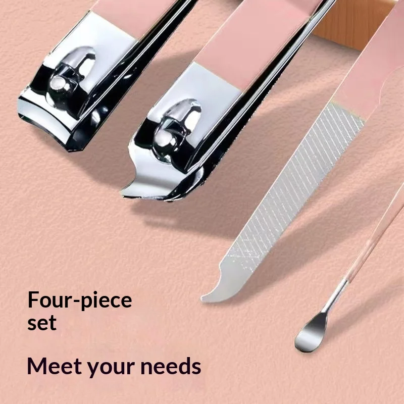 4Pcs Nail Clipper Set, Toenail Clippers, Stainless Steel Fingernail Clipper Kit, and PU Leather Carrying Bag Manicure Set
