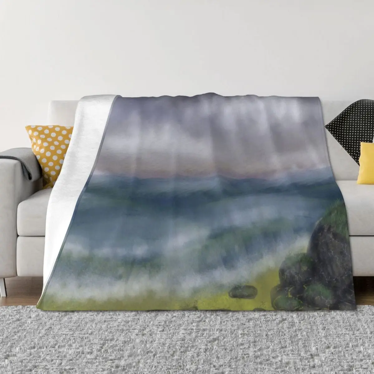 

Cloudy cliff seaside Throw Blanket Giant Sofa blankets ands Vintage Retros Blankets