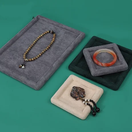 New Luxury Vegan Leather Jewelry Display Tray, Elegant Organizer for Pearls, Necklaces, Earrings & Bracelets, Velvet-Like Storag