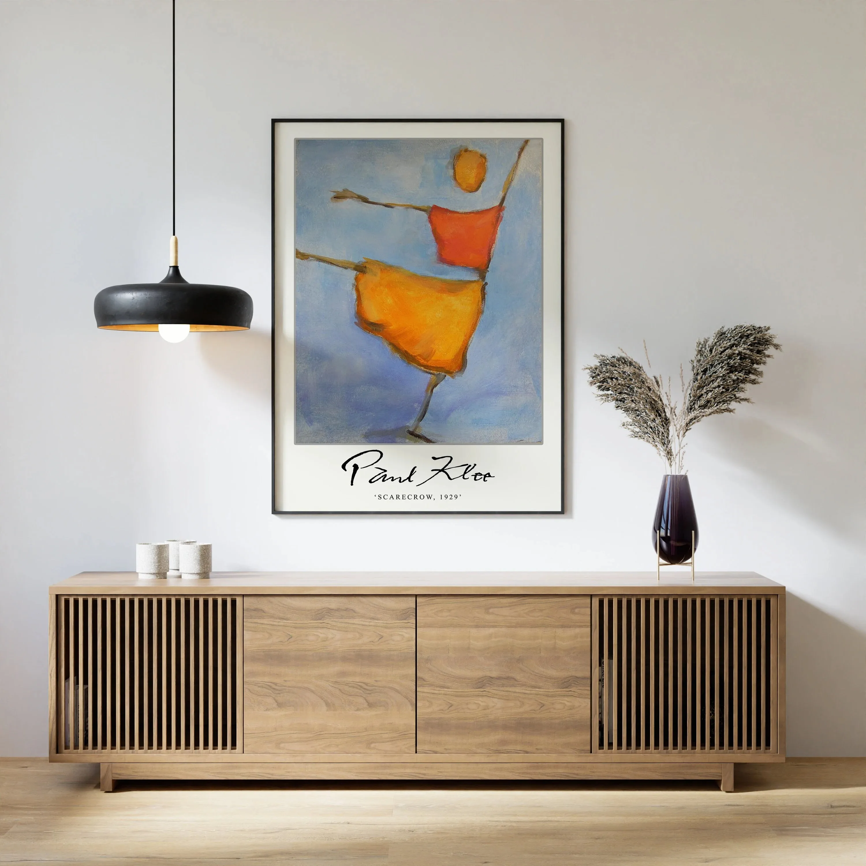Paul Klee Exhibition Poster, Scarecrow by Alfons Niex in Homage to Paul Klee, Surrealist Art, Modernism, Living Room Decor Mural