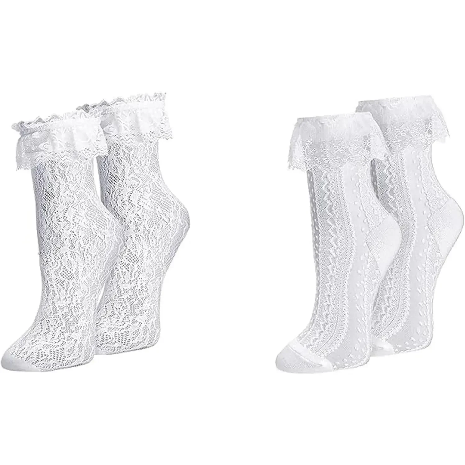 Womens Lace Ankle Socks Ruffle Frilly Socks,Sexy Mesh Lace Trim Socks Lolita Socks,Lace Ankle High Socks for Women