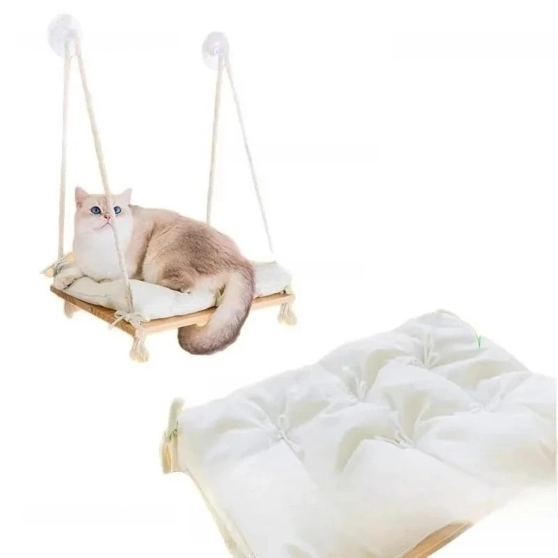 Solid Wood  Window Habitat Wooden Cat Hammock Windowsill Hanging Cat Autumn Universal  Litter Cat Bed  Hammock