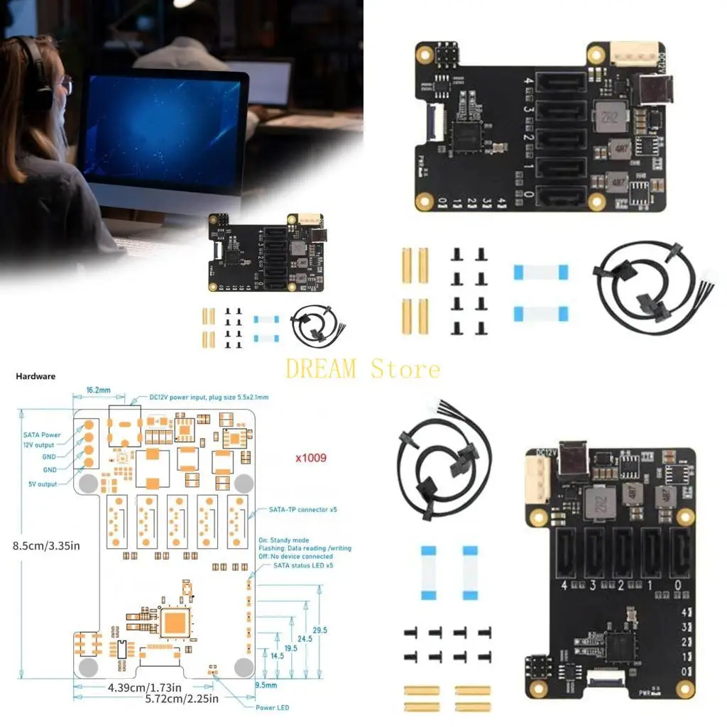 

X1009 PCIe Support Poard Poard 5 дисков для RPI 5 5b Storage Best Sale