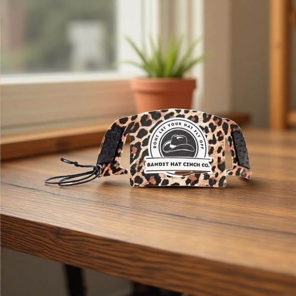 Fashion Leopard Cowboy Hat Cinch Detachable with Lanyard Hat Rope Keychain Leather Hat Strap Clip Hat Accessories