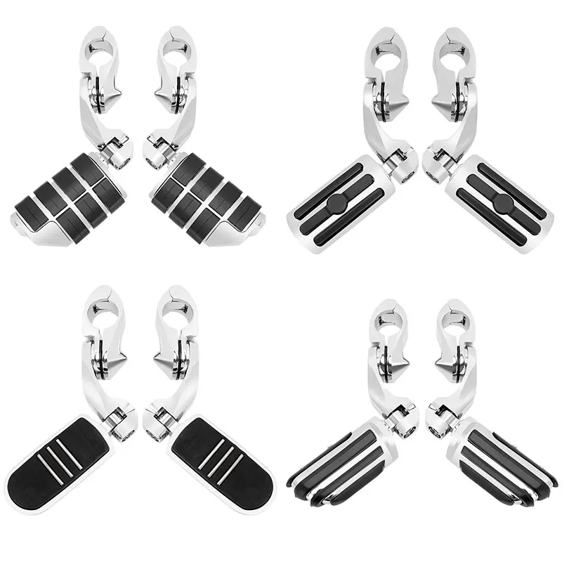 

1.25" Highway Footpegs Short Angled Adjustable Highway Pegs w/1-1/4" Engine Guard Chrome for Harley Honda Kawasaki Suzuki Yamaha