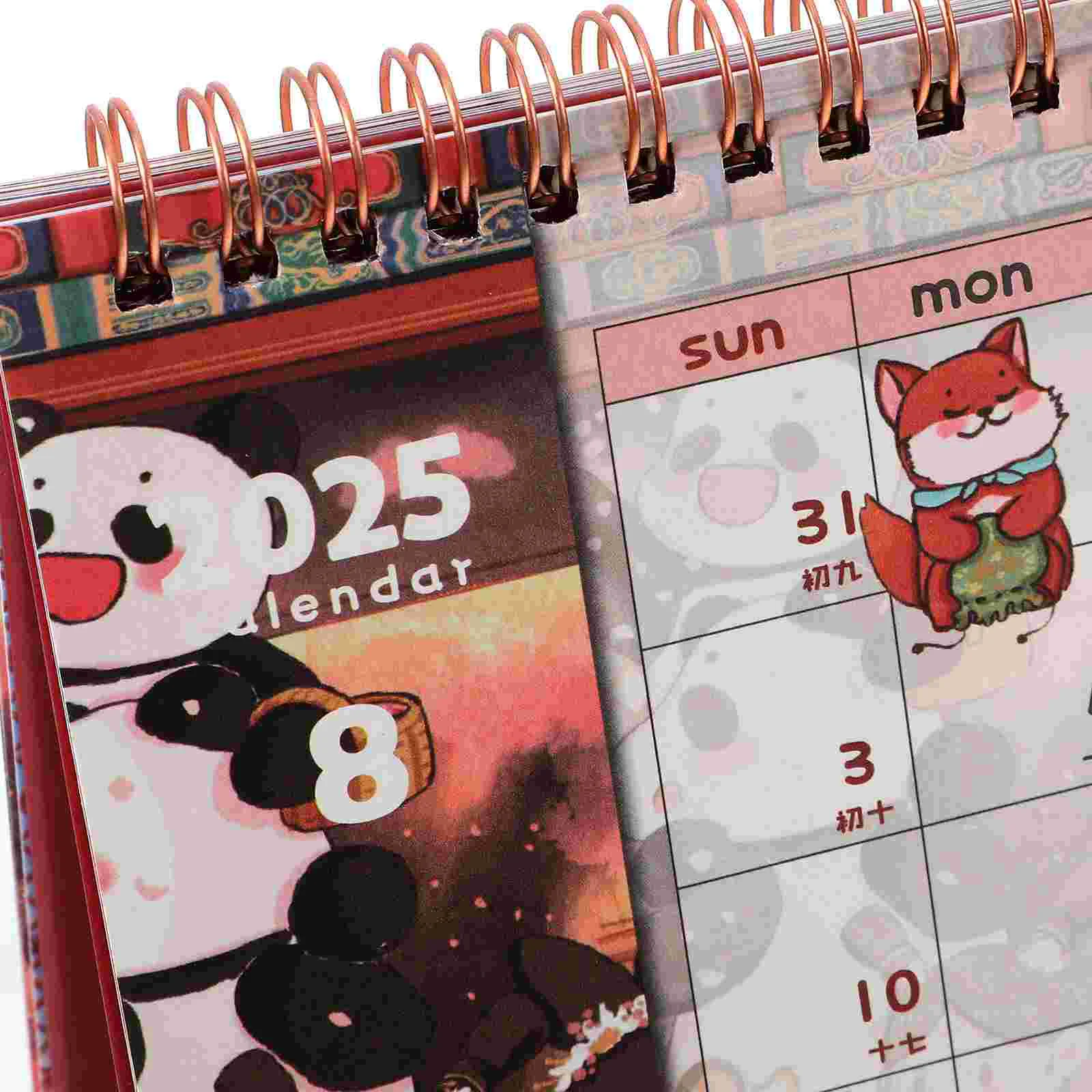 Imagem -06 - Calendário de Mesa de Ano Novo Chinês 2025 Jul 2024 Dezembro de 2025 Calendário Flip Permanente Calendário Mensal de Mesa Mesa Permanente