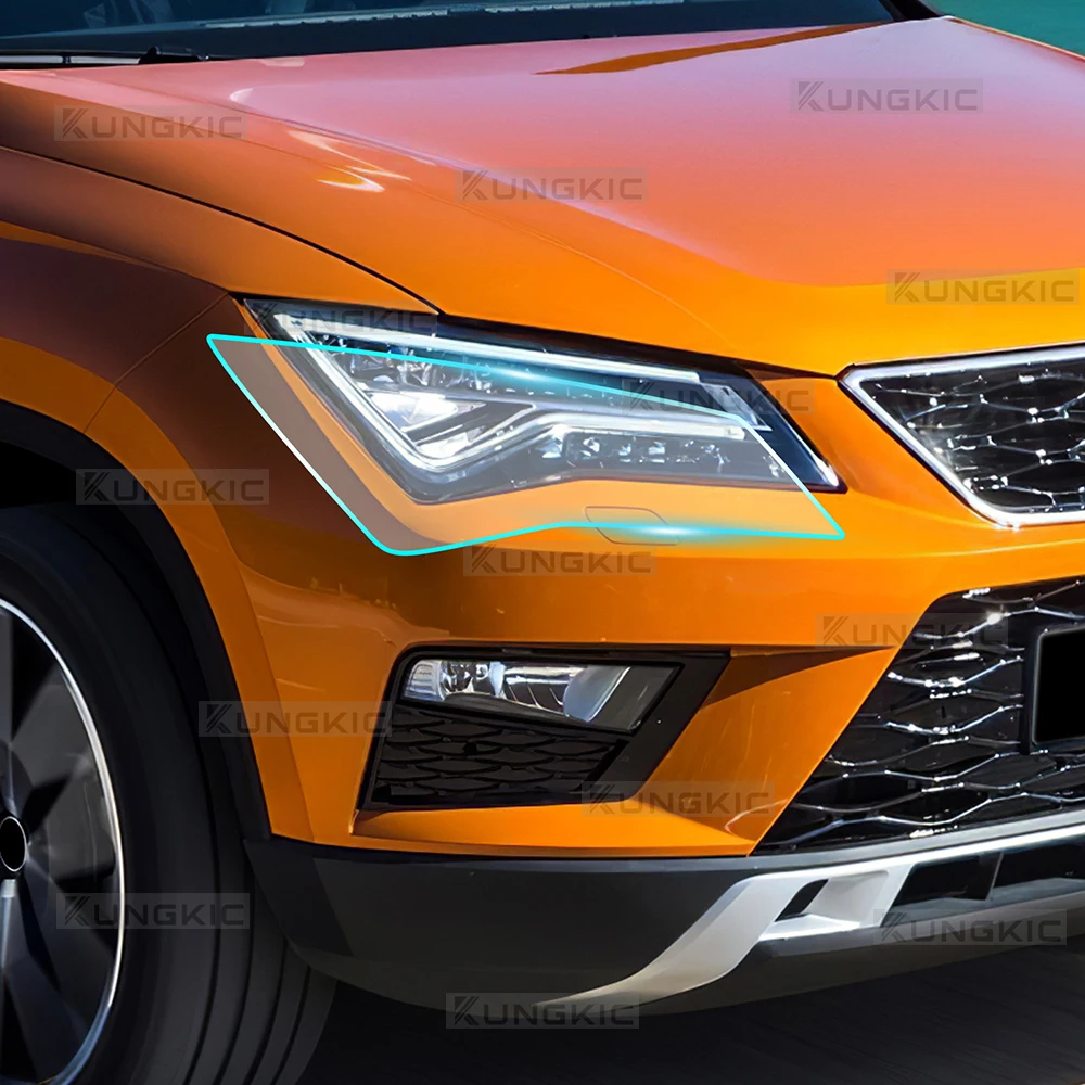 For Seat Cupra Ateca 2016 2017 2018 2019 TPU Headlight B Pillars Door Bowl Protection Film Sticker Anti-scratch Smoked Clear PPF