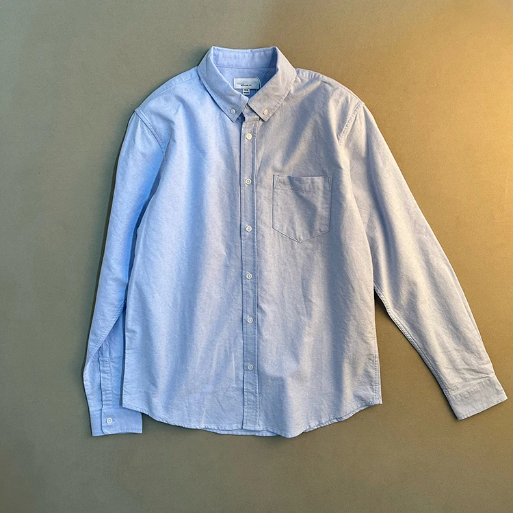 

Ox Fabric Long Sve irt Casual Slim Fit Collar Commute Men's Autumn Pure Color Busin Gentleman Sle Cotton irt