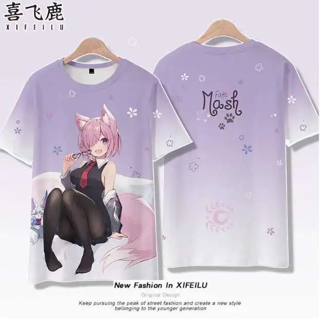 

Anime Fate/Grand Order Mash Kyrielight Short Sleeve T-Shirt Summer Cosplay Costume Casual Student Loose Tops anime