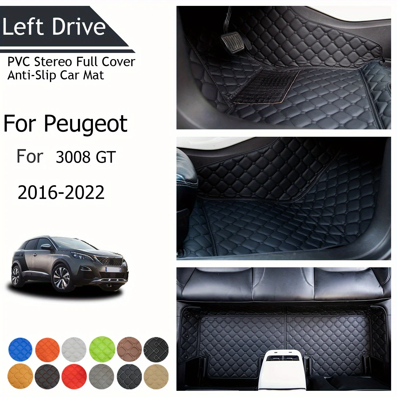 

TEGART 【LHD】For Peugeot For 3008 GT 2016-2022 Three Layer PVC Stereo Full Cover Anti-Slip Car Mat Car Floor Mats Car Accessories