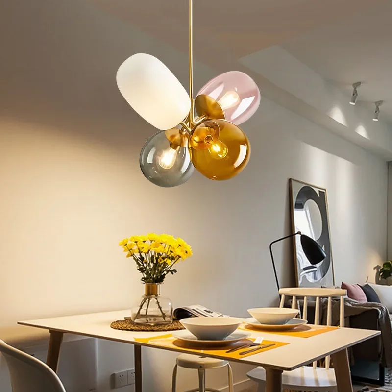 

Loft Modern Led Chandelier Glass Ball Hanging Lamp Kitchen Light Fixture Dining Hanglamp Living Room Luminaire Pendant Light