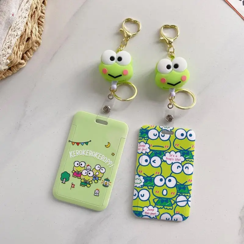 Kawaii Sanrio Hello Kitty Keroppi Card Holders Keychain Pendant Id Card Door Badge Card Case Ins Cartoon Birthday Gift For Girls