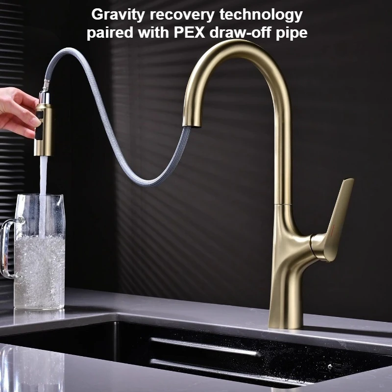 Multi-mode Water Discharge Cold and Hot Kitchen Faucets, Vegetable Washing Basin Faucets, Rotatable Kitchen Pull-out Faucets