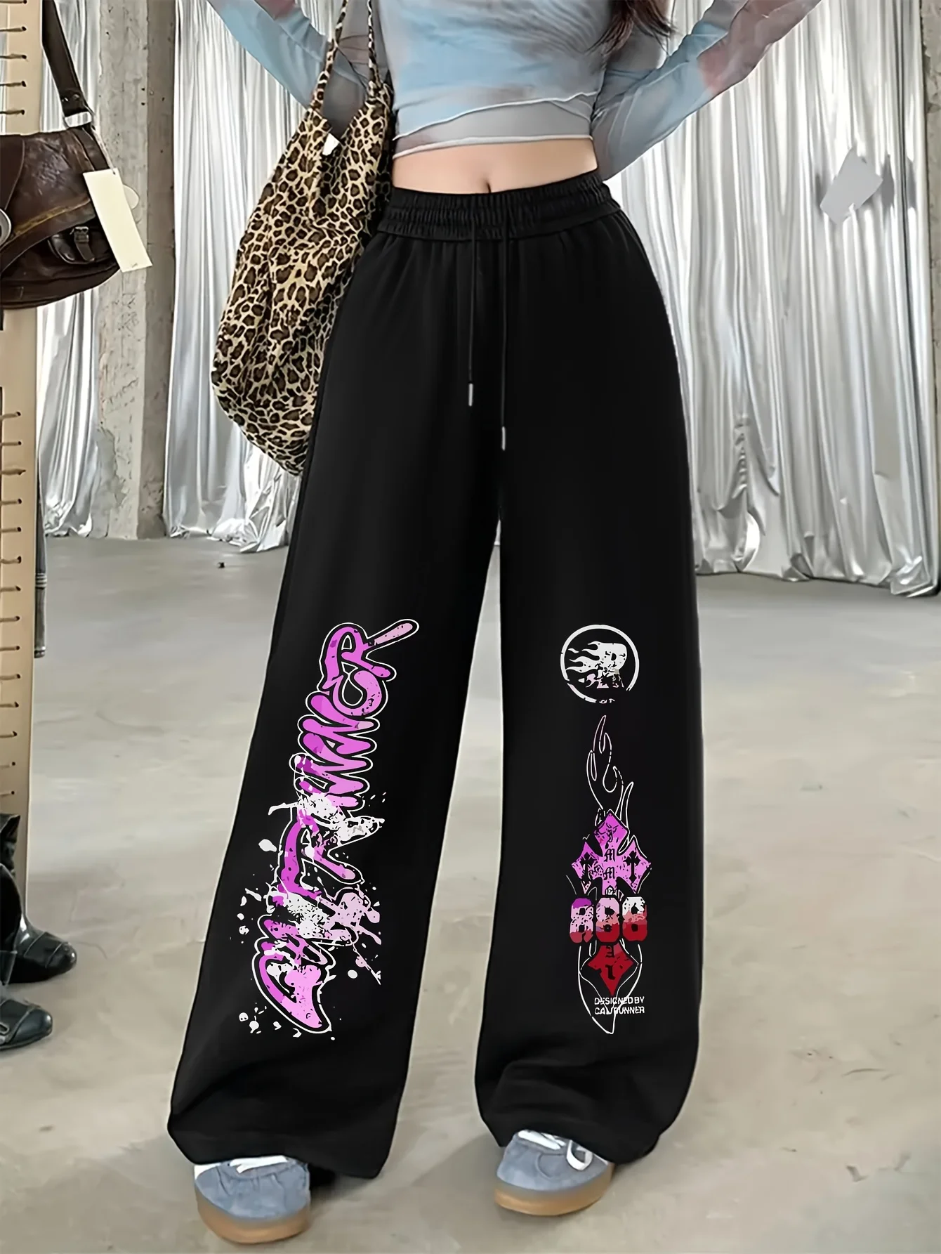 Celana Panjang Wanita dalam Gaya Kasual Urban, Sweater Longgar, Pakaian Kasual, dan Busana Jalanan Kasual Hip-hop