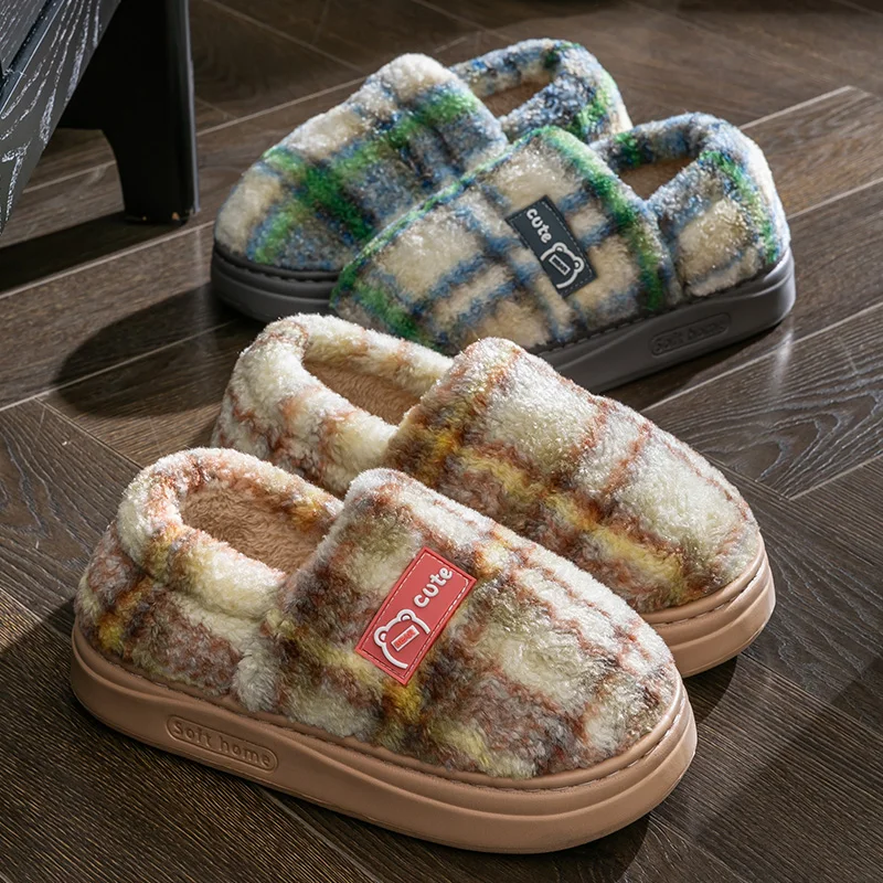 شباشب منزلية داخلية بتصميم جديد لخريف/شتاء مع حشوة من الفرو ونعال سميكة ومضادة للانزلاق وملابس خارجية من القطن #4