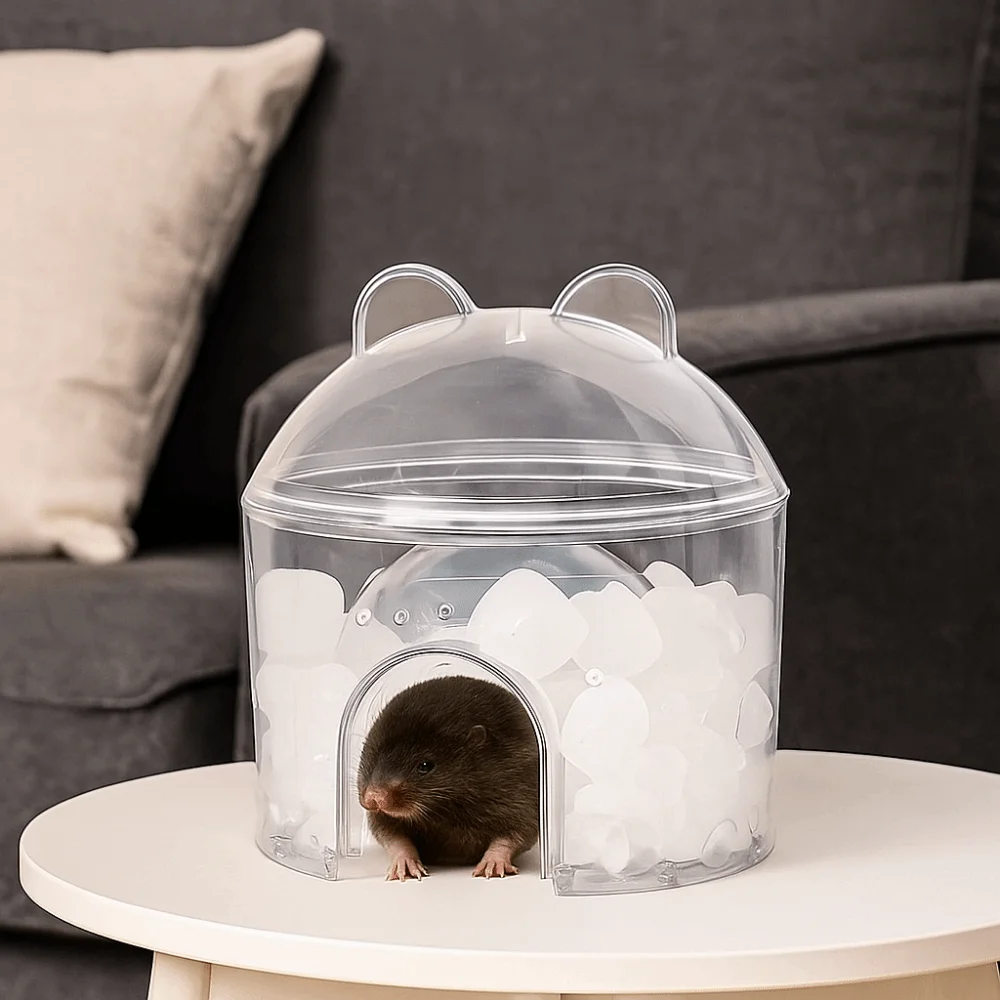 

Transparent Hamster Cooling House PET Cute Guinea Pig Ice Nest Hollowed-out Hamster Sleeping House Summer
