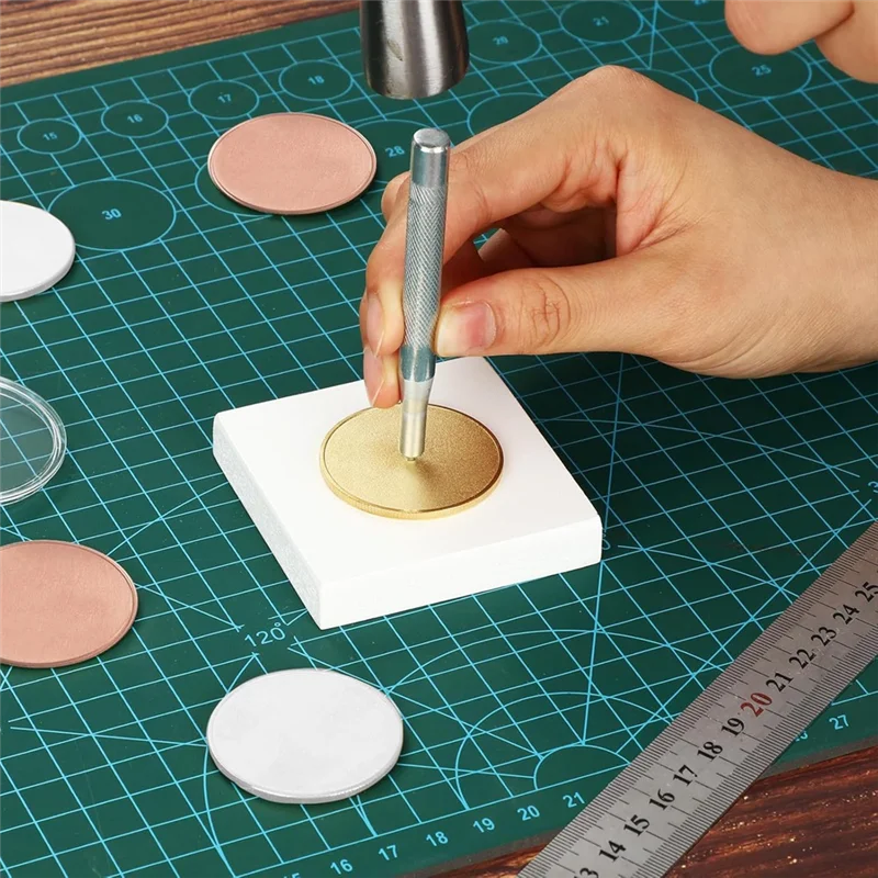 AC23-20 قطع عملة فارغة مترابطة بحواف 40 مللي متر مع صندوق حماية أكريليك نمط قابل للنقش بالليزر لنقش الحرف اليدوية ذاتية الصنع #2