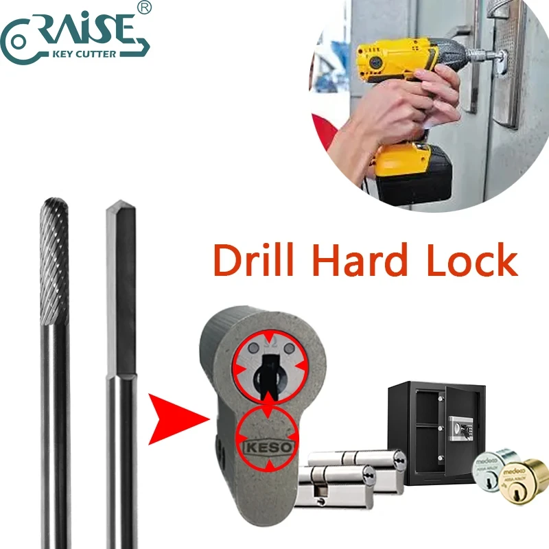 Professional Tool Drill Bit Carbide Burr Lock Opener for Drilling Out Hard Lock Cylinders Locksmith Tools to open Locks