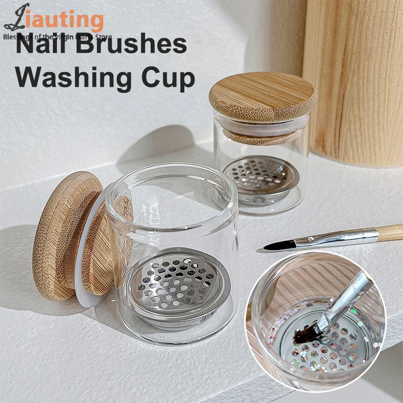 1PC Nail Brushes Washing Pen Cup Water Cleaner Easy Cleaning Portable Brush Steel Mesh Layers Washer Cover For Nail Art Sequins