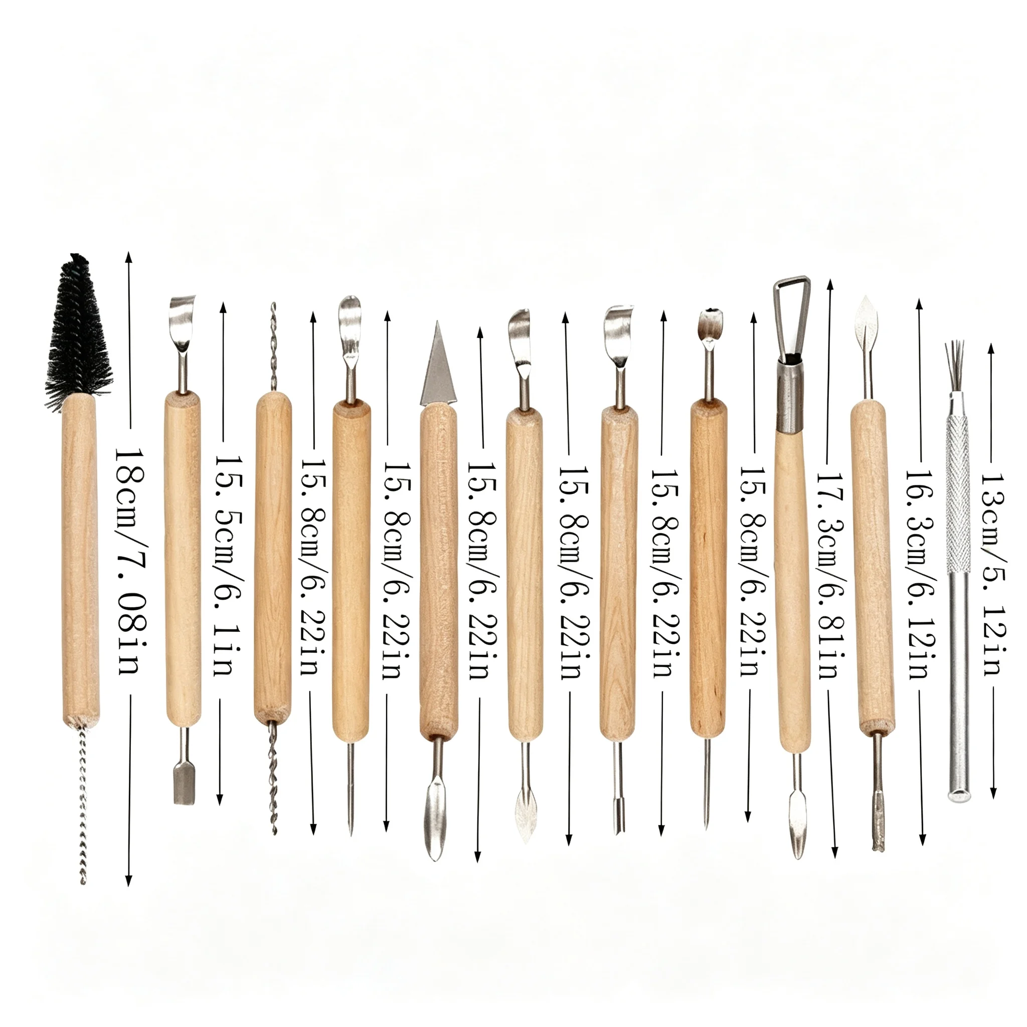 Clay Sculpting Tool Kit Wooden Handle Pottery Modeling Carving Set Polymer Clay DIY Ceramic Craft Tools with Roll Storage Pouch