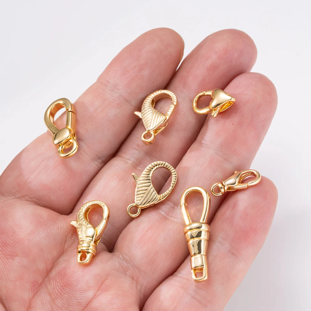 2 Stück 18K Gold Karabinerverschlüsse, Hochwertige Unregelmäßige Herzverschlüsse, Haken, Verbinder für DIY Ohrringe, Halsketten, Schmuckherstellungsmaterialien – Detail 3