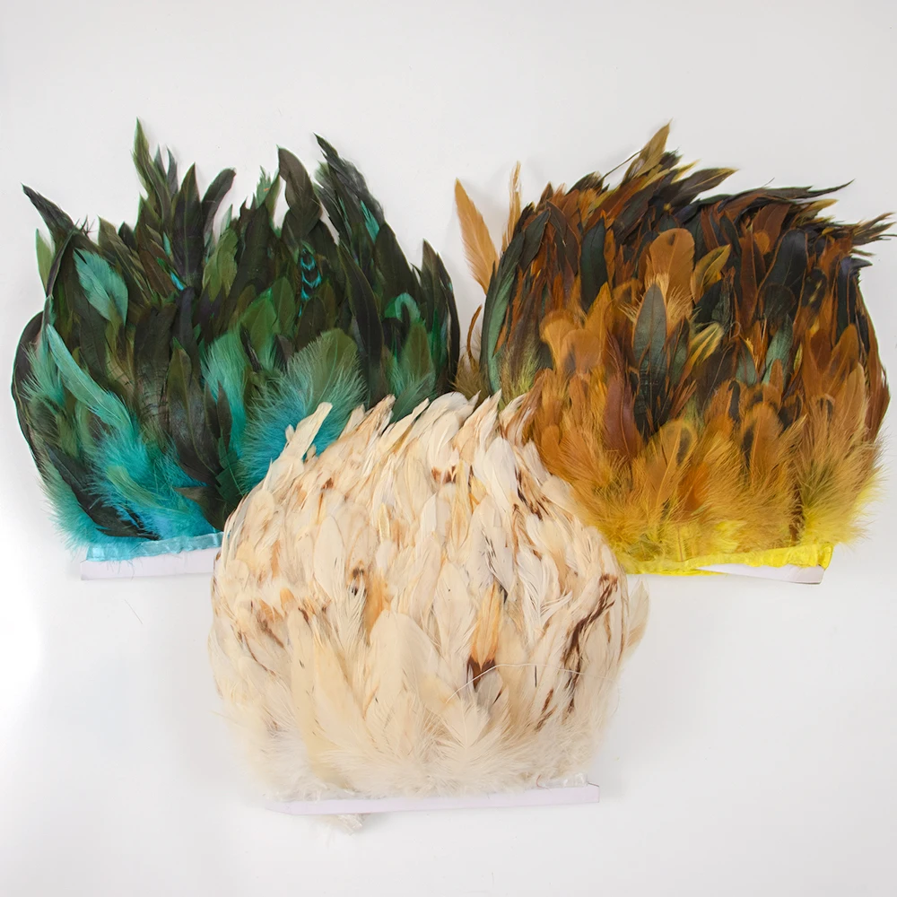 1 Meter Natural Rooster Feathers trim fringe for craft plumas 13-18cm black feathers ribbon DIY Sewing clothing Party decoration