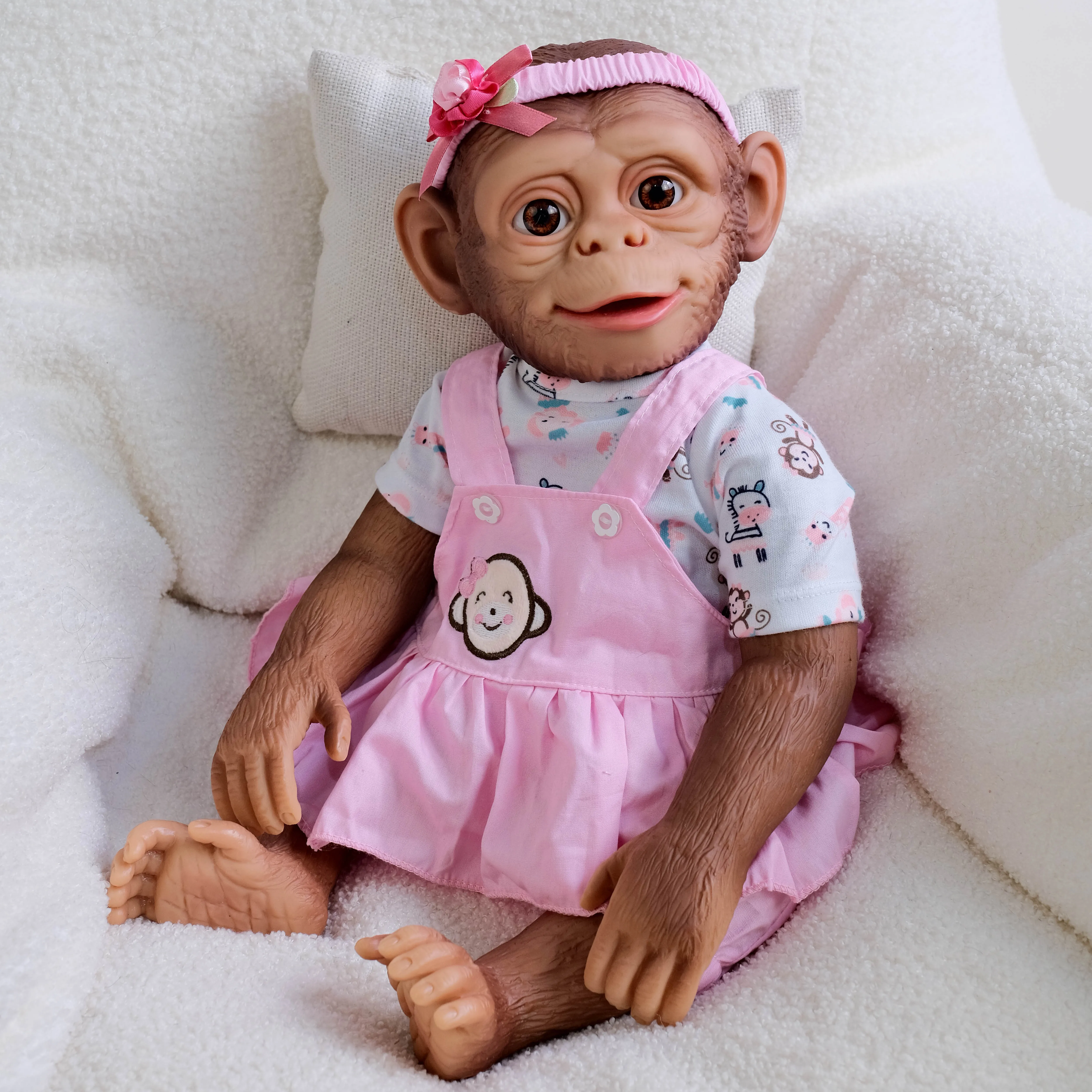 NPK 20 pouces réaliste vinyle singe fille Reborn bébé poupée corps complet 3D peinture réaliste bébé jouet pour les collectionneurs