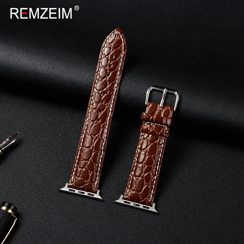 Embossed Leather Watch Band for Apple Watch Strap 49mm 44mm 45mm 42mm 38mm 40mm 41mm Bracelet IWatch Series 9 8 7 6 5 4 Se Band