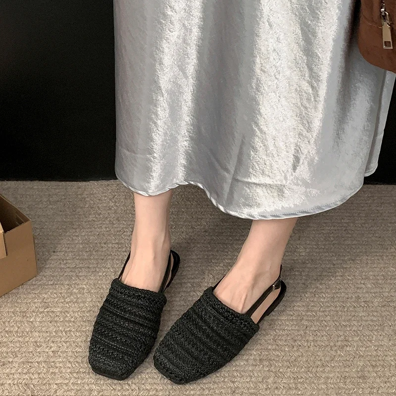 Retro Style Women's Summer Weave Cover Toe Gladiator Sandals Fashion Comfort Flats for Ladies