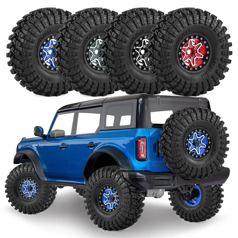 Big Size 125mm 1.9 Beadlock Wheel Rim Tire Set for 1/10 RC Crawler Car Trxs TRX4 RC4WD D90 Axial SCX10 Pro Capra Redcat MST