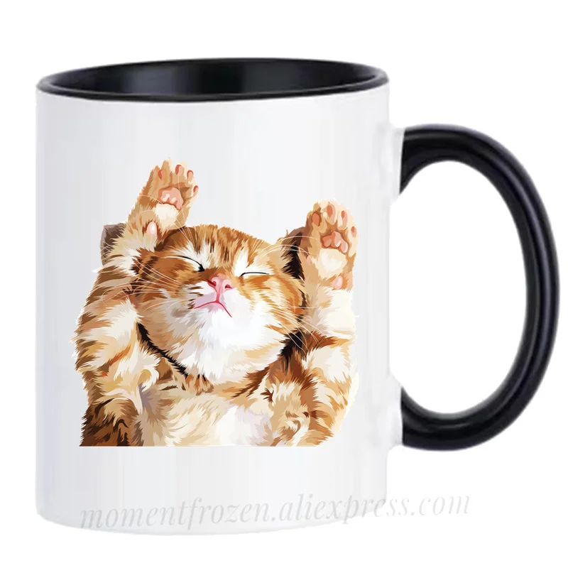 

Cute Kitten Cat Mugs Funny Egg Kitty Coffee Coffeeware Kids Cups Friends Gifts Home Decal Tea Teaware Milk Mugen Beer Drinkware