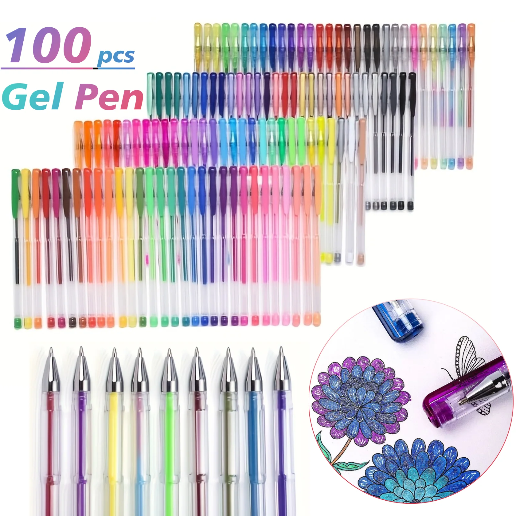 グリッターゲルペンセット、100色メタリックパステル蛍光ペン、ジャーナリング、描画、スクラップブッキング、diyクラフト用