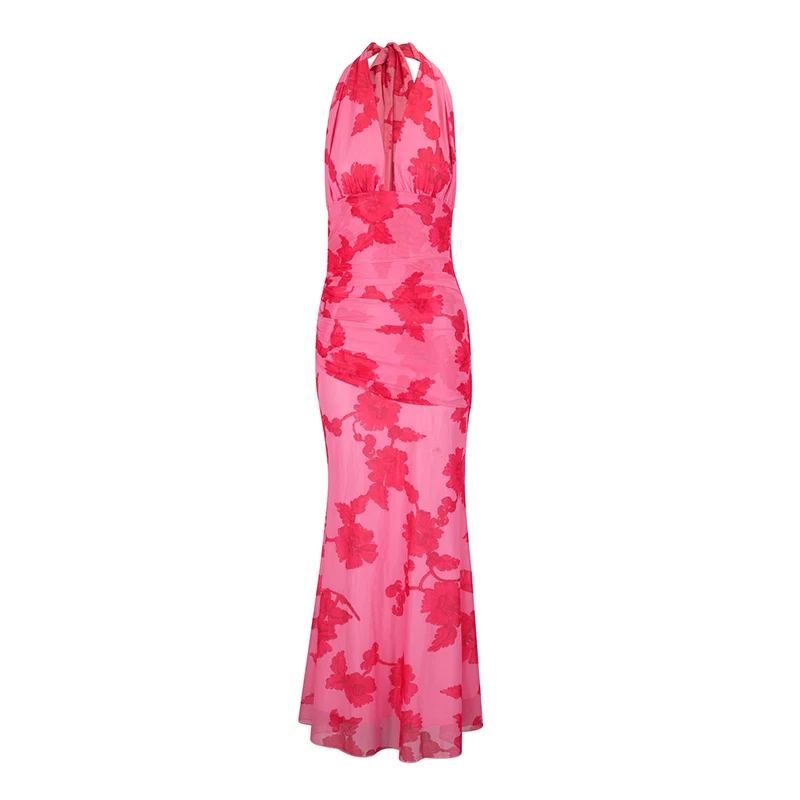Frühling Sommer Neue Boho Damen Cami-Kleider Mode Schulterfreie Ärmellose Bedruckte Reißverschluss Damen Cami Sexy Maxi-Kleider Bekleidung – Detail 11