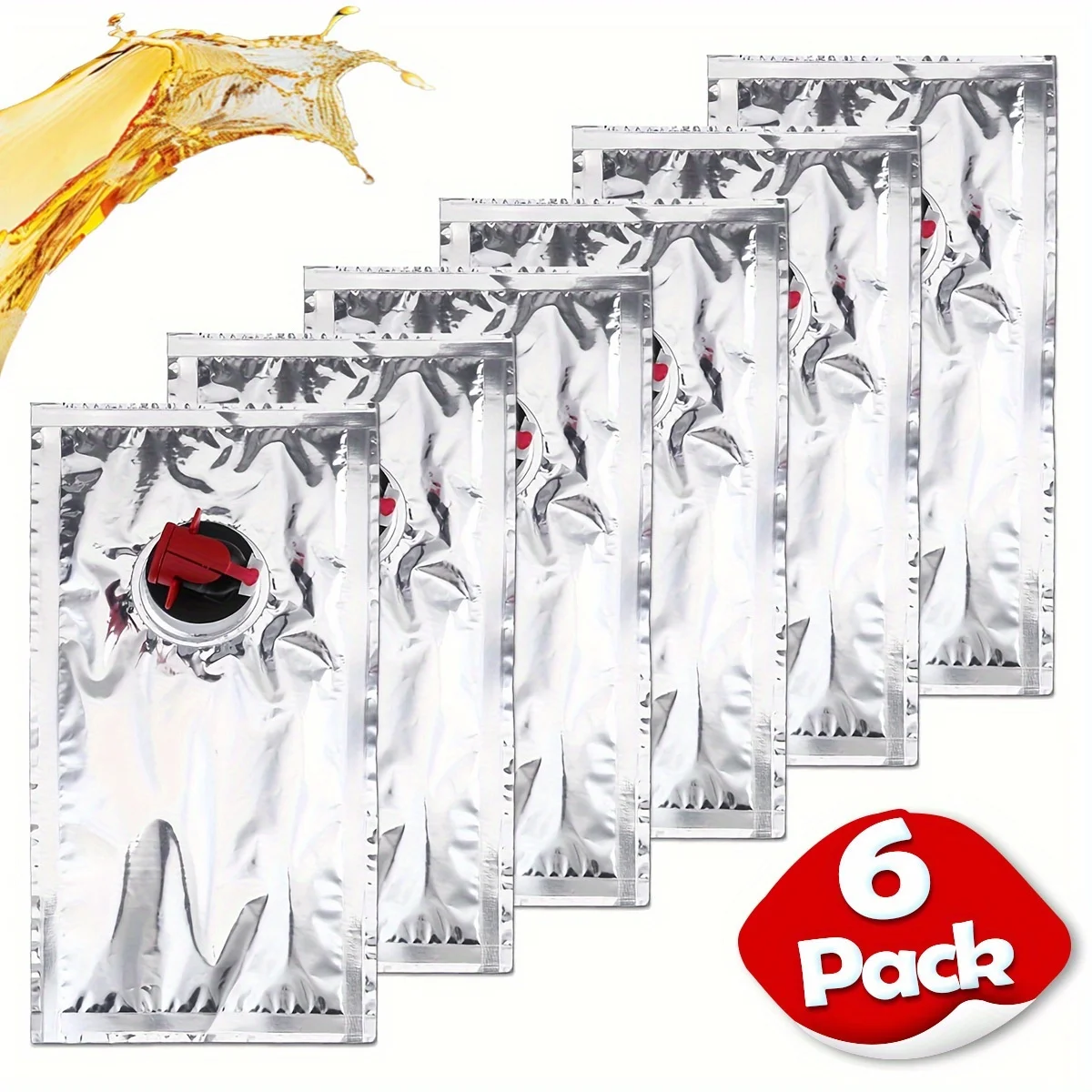 6 Pack 2L/68oz Refillable Wine Bag With Spout, Leakproof Reusable Bladder Dispenser Pouch , Alcohol Drink Pouches Plastic Flask
