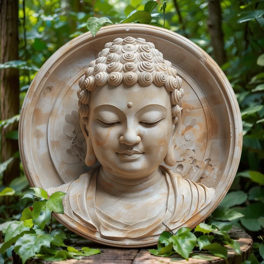 

Round Aluminum Sign, Tathagata Buddha Themed Office Room Home Garage Cafe Decorations Sign, Farmhouse Wall Art Decoration