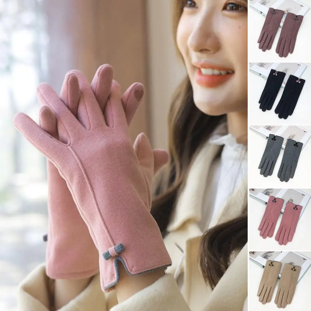 Gants d'hiver pour femmes, 1 paire, élégants, couleur unie, lavables, cyclisme, équitation, pour OL