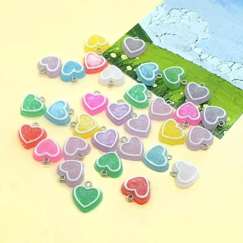10Pcs Mixed Random Gummy Candy Resin Pendants Simulated Heart Sweet Food Charms For DIY Handmade Jewelry Craft Supplies
