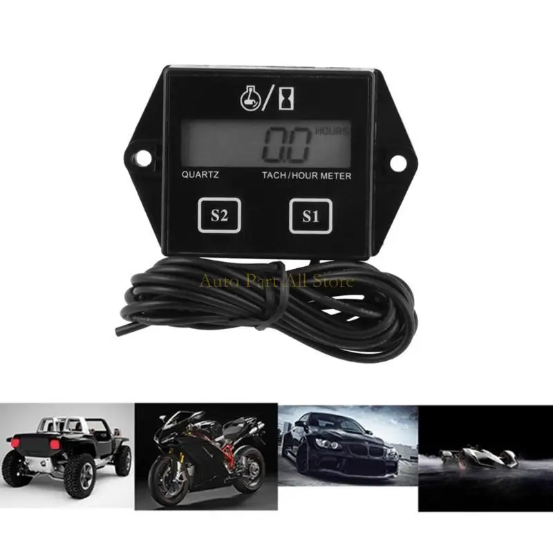 J0MA Digital Tach Hour Hour RPM Meter Gauge Tachometer Timer لدراجة الدراجات النارية الترابية