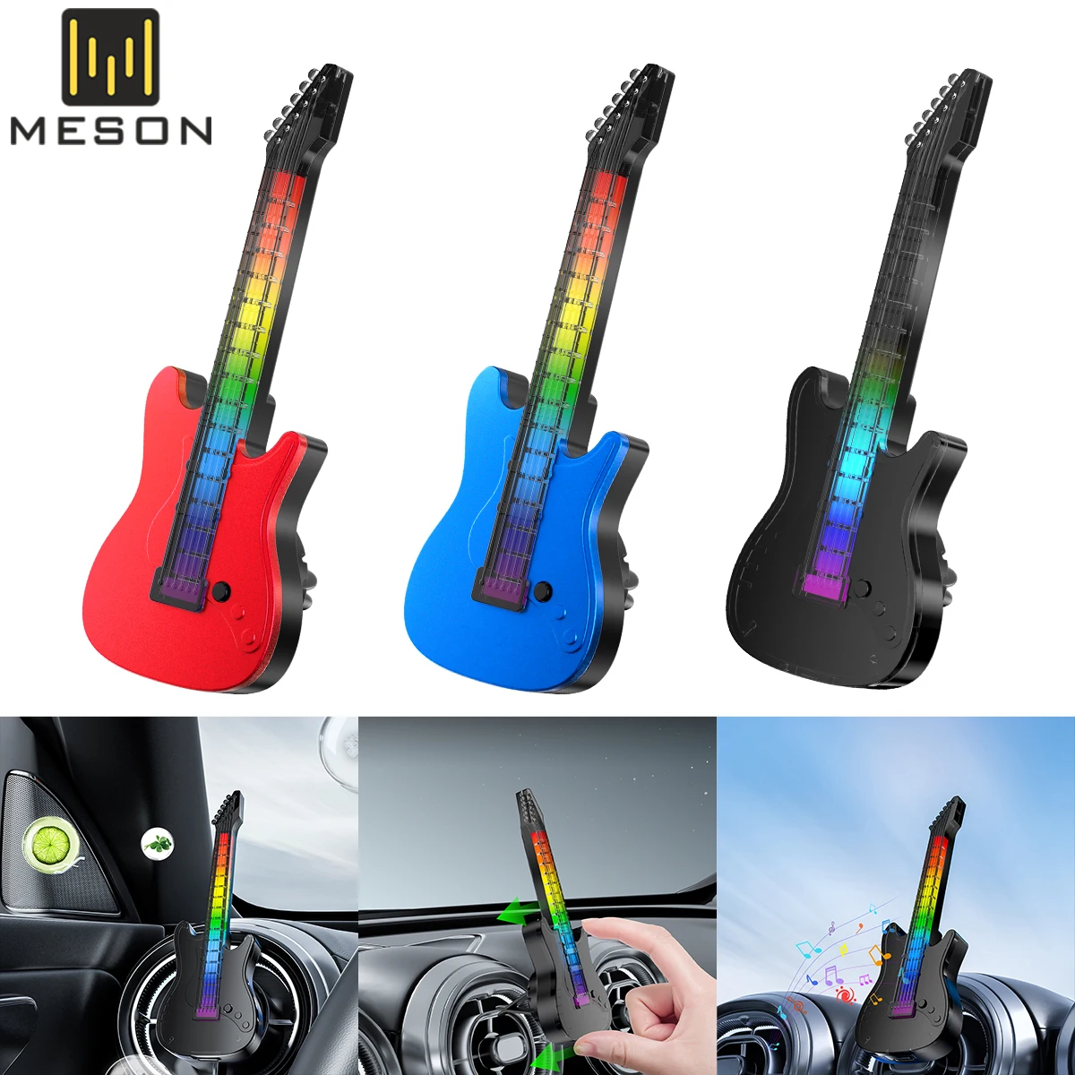 

Car Air Freshener Aroma Diffuser Car Flavor Interior Decoration Air Outlet With Rhythmic Lighting RGB Flash Light Guita Cologne