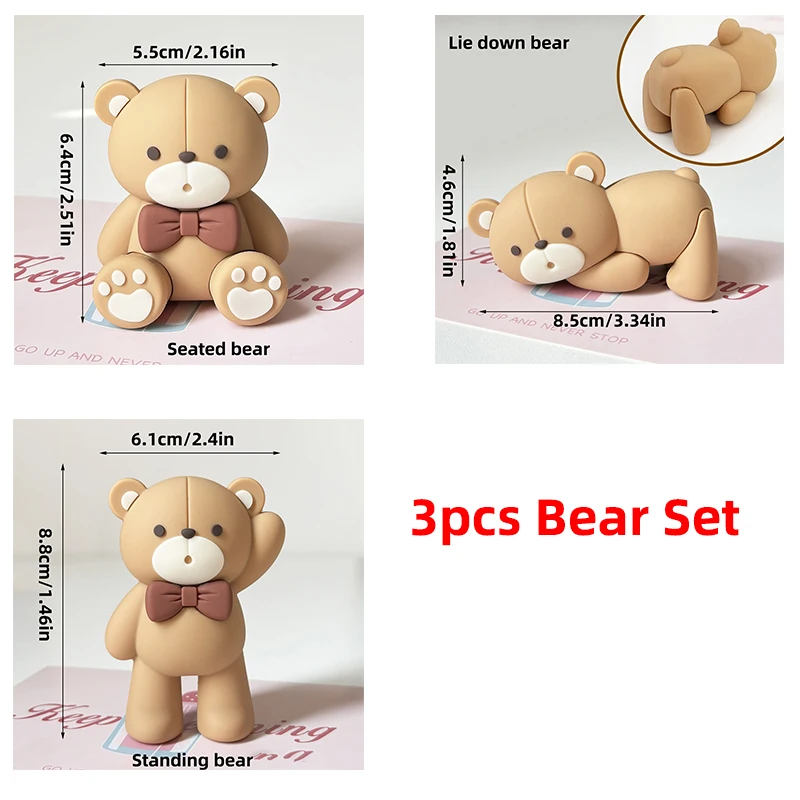 Neuer Bären-Kuchenaufsatz für Jungen, Mädchen, Babyparty, Bären-Thema, Dekorationen, Blau, Braun, Rosa, Mini-Bär, alles Gute zum 1. Geburtstag, Partyzubehör – Detail 6