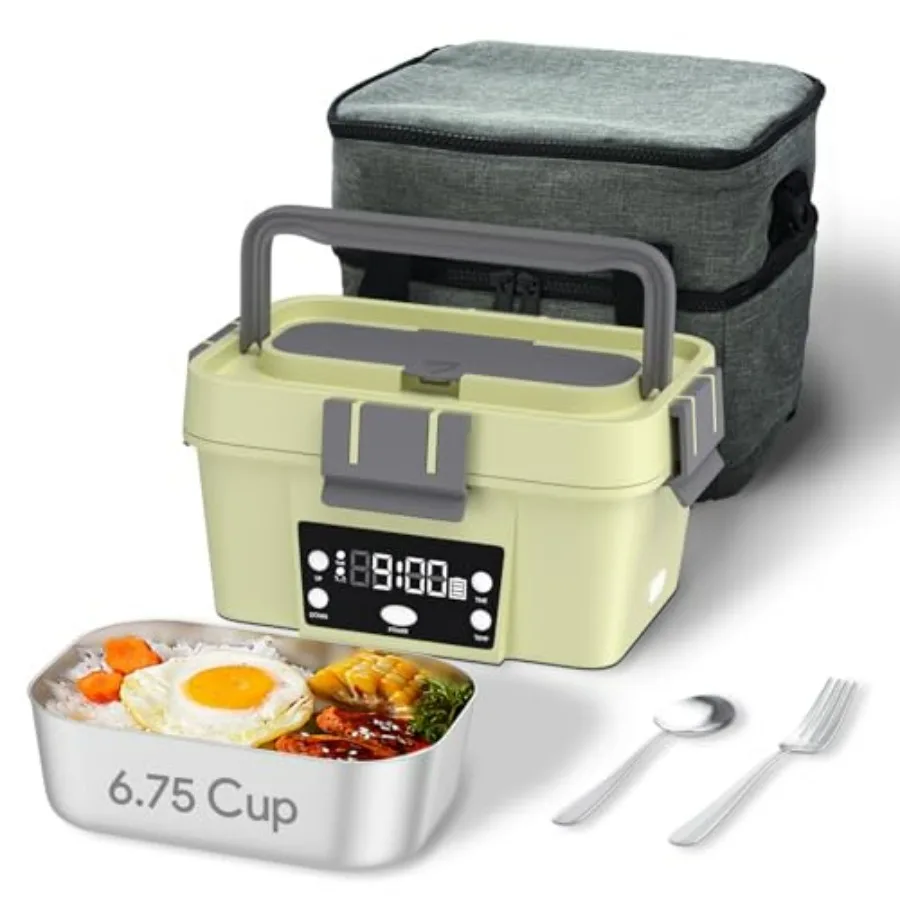 

Electric Lunch Box 6.75 Cup Automatic Food Warmer 212F Rechargeable Portable Heated Meal Container for Office Travel Outdoor Pa