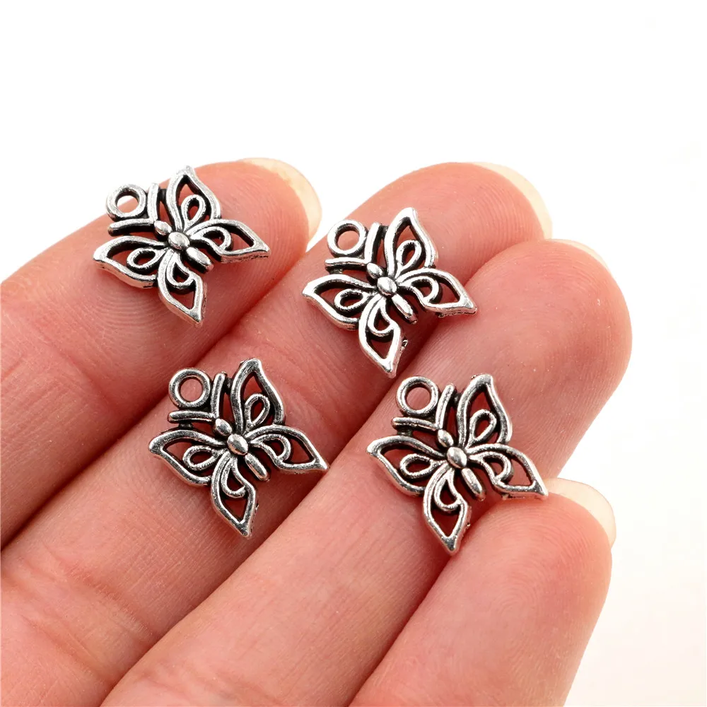 14x12mm 30pcs Antique Bronze and Antique Silver Plated Butterfly Handmade Charms Pendant:DIY for bracelet necklace