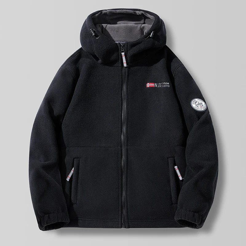 

Осенне-зимняя спортивная флисовая куртка с капюшоном, мужская однотонная штурмовая куртка с внутренней подкладкой и флисовой курткой с капюшоном для пар