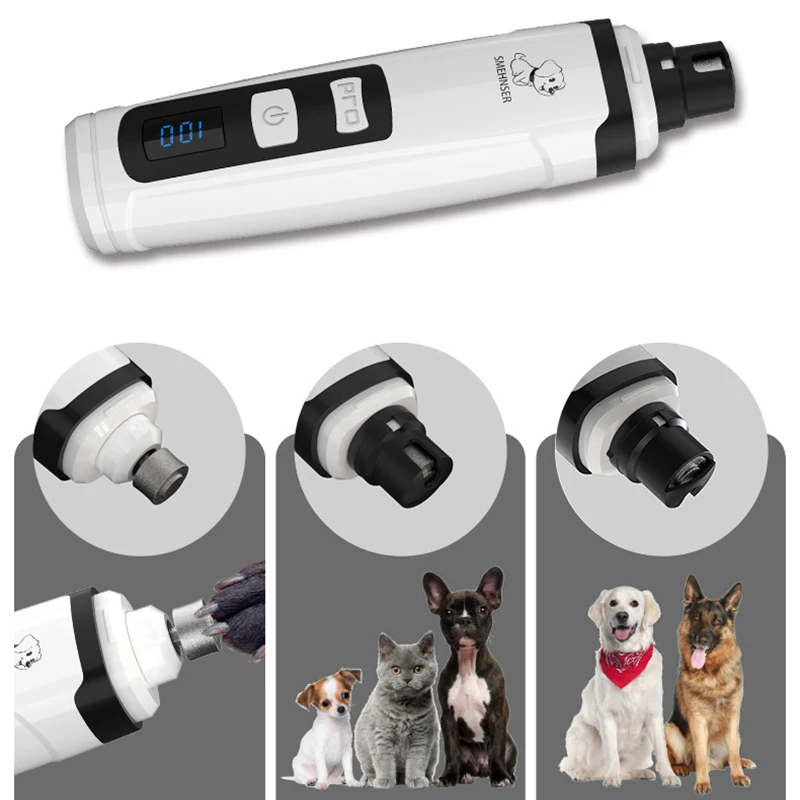 Cortaúñas eléctrico para perro, herramienta recargable con carga USB, silencioso, para patas de gato, para aseo de uñas