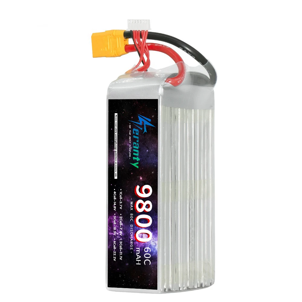 TERANTY 9800MAH 22.2V Battery 6S Larger Capacity For Drone RC Car FPV Boats With XT90 Connector 60C For Aircraft Airplane DeansT