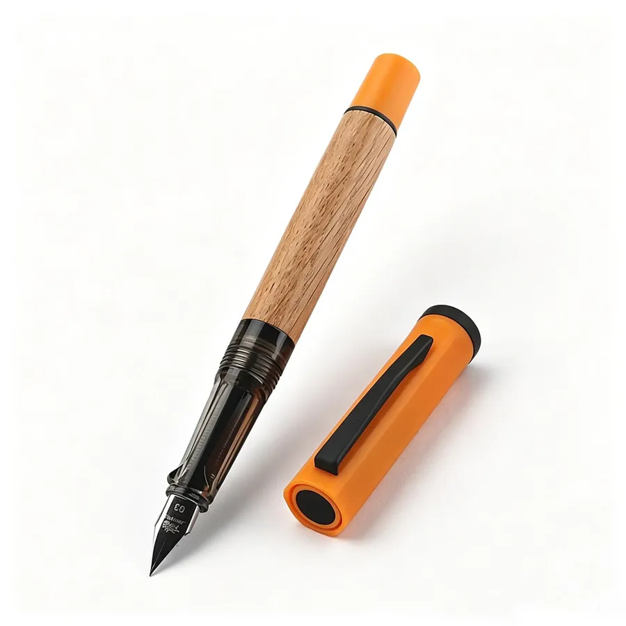 JINHAO 58D Wooden Fountain Pen 0.3mm Nib Oak Wood Ink Pen For Student School Office Calligraphy Writing Gift Pen