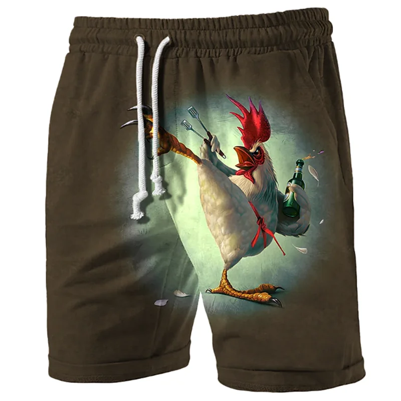 

Funny Kung Fu Chicken Pattern Beach Shorts Summer Fashion Mens Kids 3D Animals Printed Board Short Casual Oversized Swim Trunks