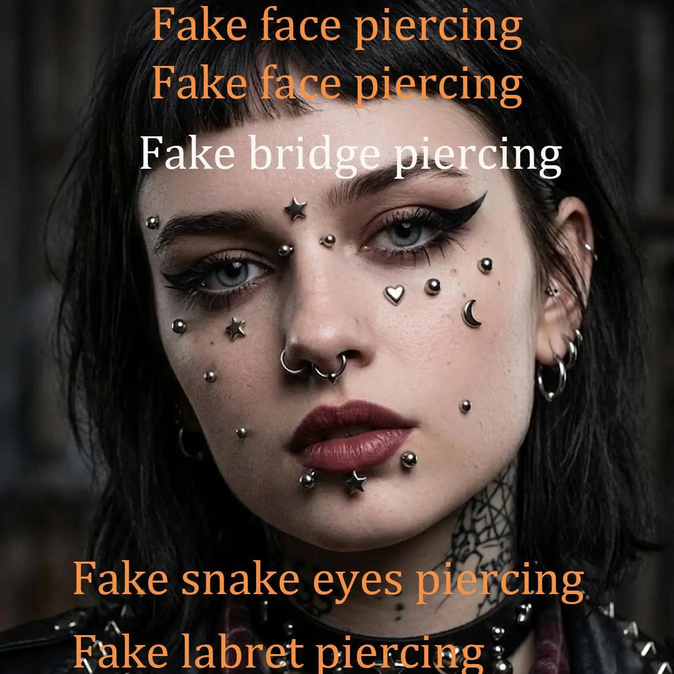 Fake Piercings Balls Stick on Nose Stud Fake Eyebrow Lip Hoop Labret Stud Adhesive Star Face Gems Rhinestone Makeup Stickers view 4
