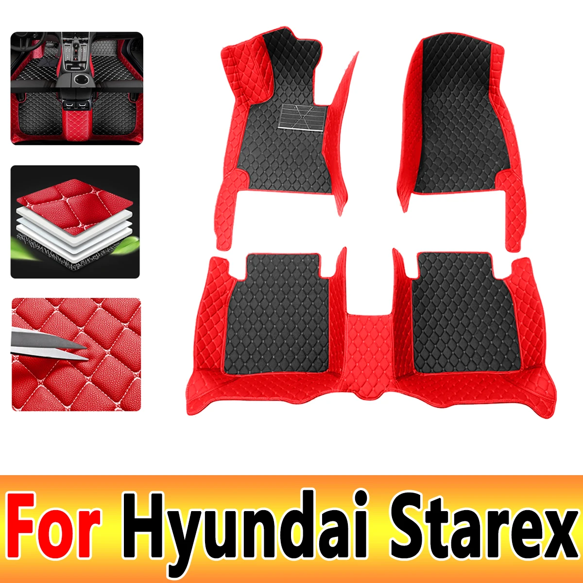 Car Floor Mat For Hyundai Starex H-1 TQ 2008~2017 Anti-dirty Pad Car Acessories Full Set Mud Car Trunk Floor Mat Car Accessories